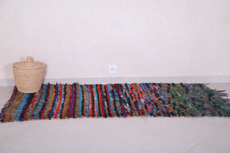 Long colorful Moroccan rug 2.8 X 6.2 Feet