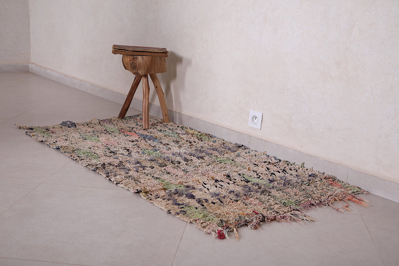 Moroccan Boucherouite rug 2.7 X 5.1 Feet