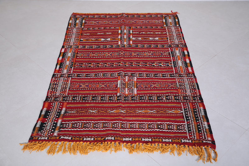 Handwoven Moroccan rug 3.7 ft x 5.6 ft