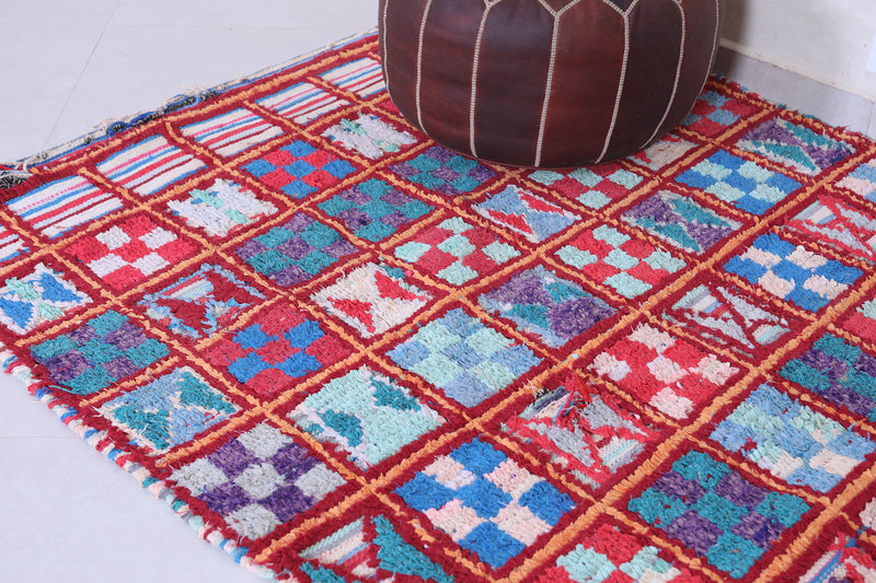 Colorful handmade moroccan berber rug 4.4 X 6.3 Feet