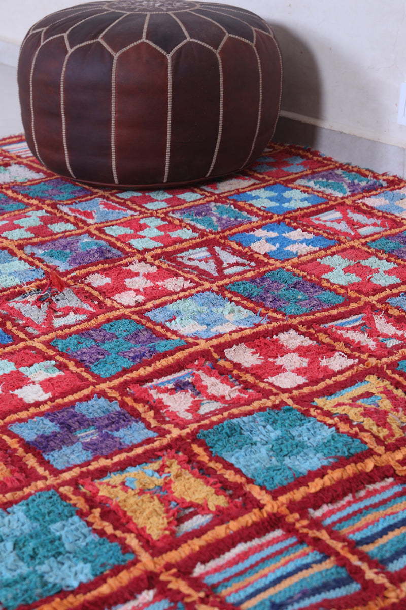 Colorful handmade moroccan berber rug 4.4 X 6.3 Feet