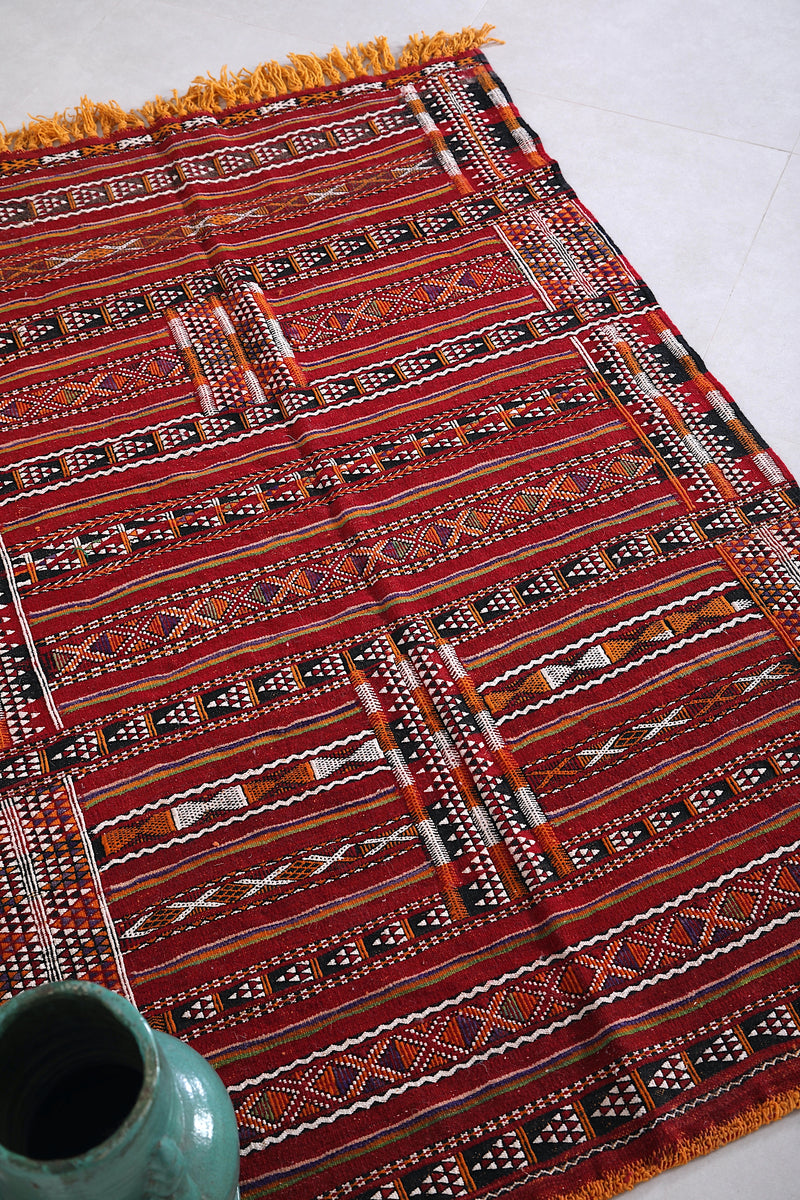 Handwoven Moroccan rug 3.7 ft x 5.6 ft