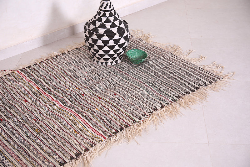 Striped Moroccan Runner Kilim 3 x 7.1 Feet