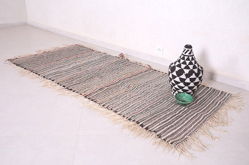 Striped Moroccan Runner Kilim 3 x 7.1 Feet