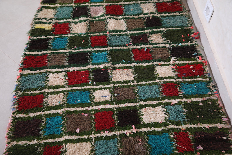 Moroccan Boucherouite rug  2.8 x 5.4 Feet