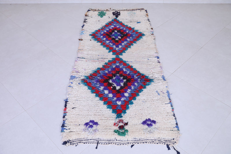 Vintage handmade moroccan berber runner rug 2.7 FT X 6.5 FT