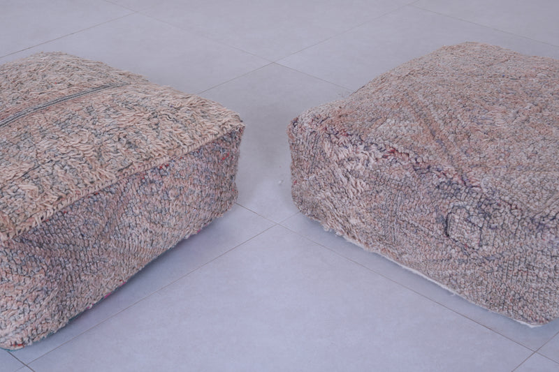 Two moroccan berber handmade ottoman rug poufs