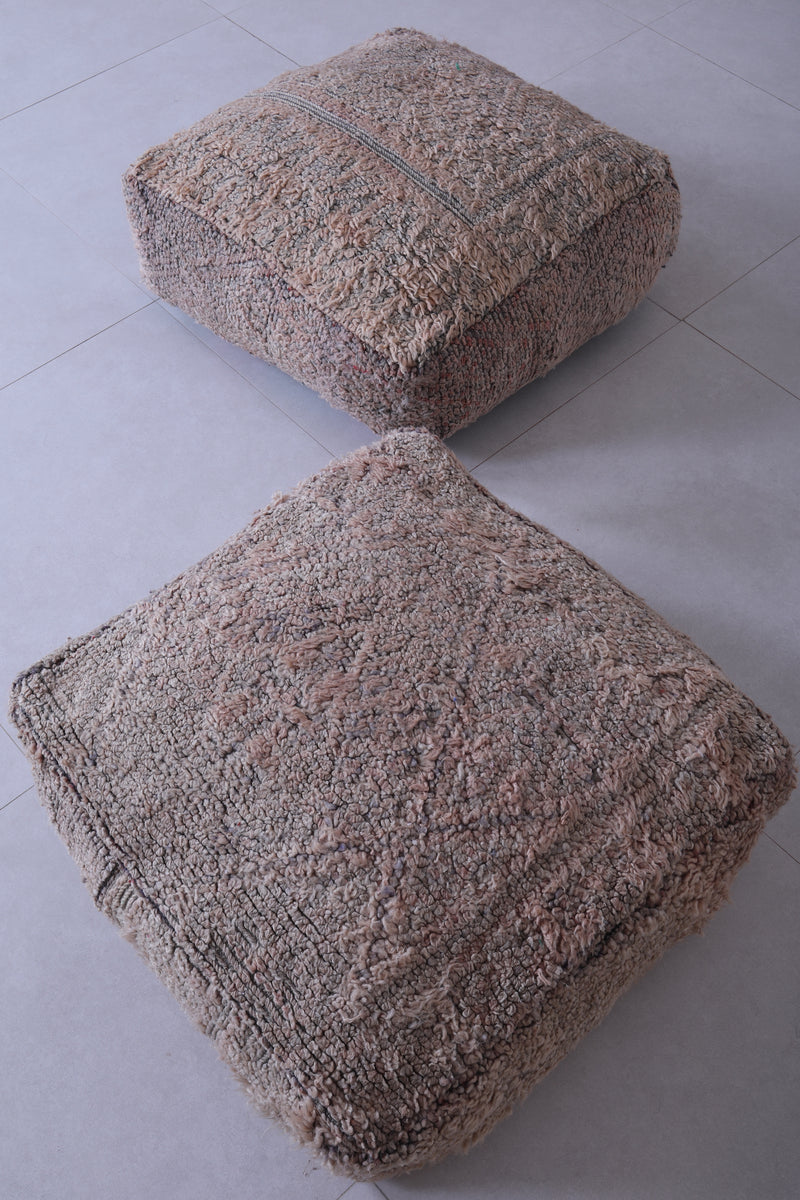 Two moroccan berber handmade ottoman rug poufs