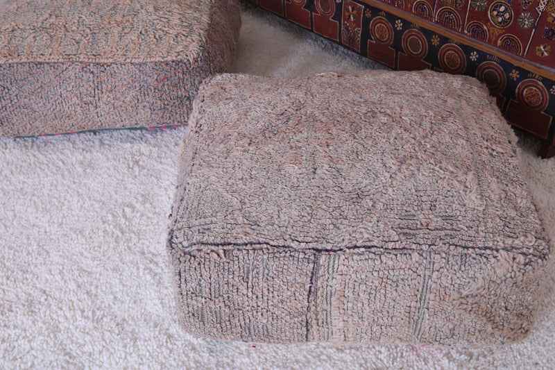 Two moroccan berber handmade ottoman rug poufs