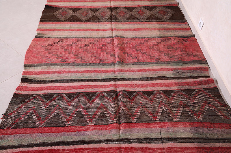 Vintage berber handwoven kilim runner rug 5.2 FT X 11.1  FT