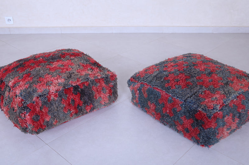 Two moroccan handmade berber ottoman pouf