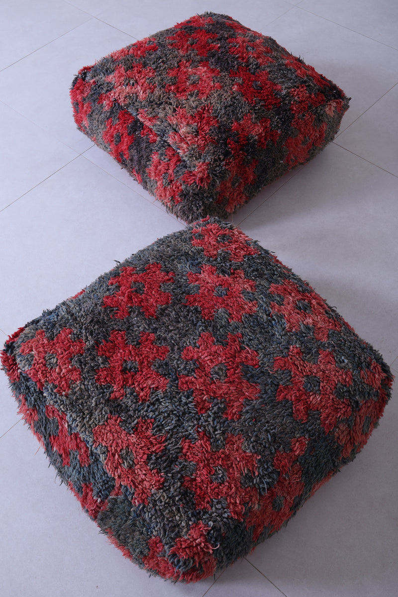 Two moroccan handmade berber ottoman pouf