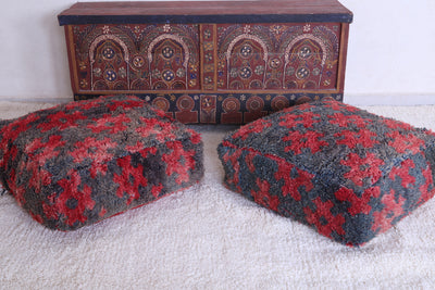 Two moroccan handmade berber ottoman pouf - Moroccan kilim pouf