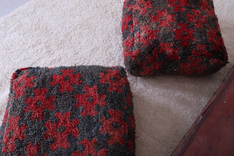 Two moroccan handmade berber ottoman pouf