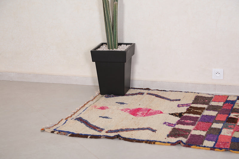 Colorful handmade berber contemporary rug 3.6ft x 5.4ft