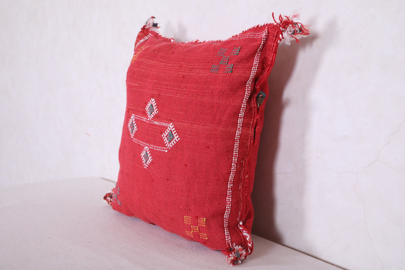 Red Moroccan pillow 16.9 INCHES X 18.1 INCHES