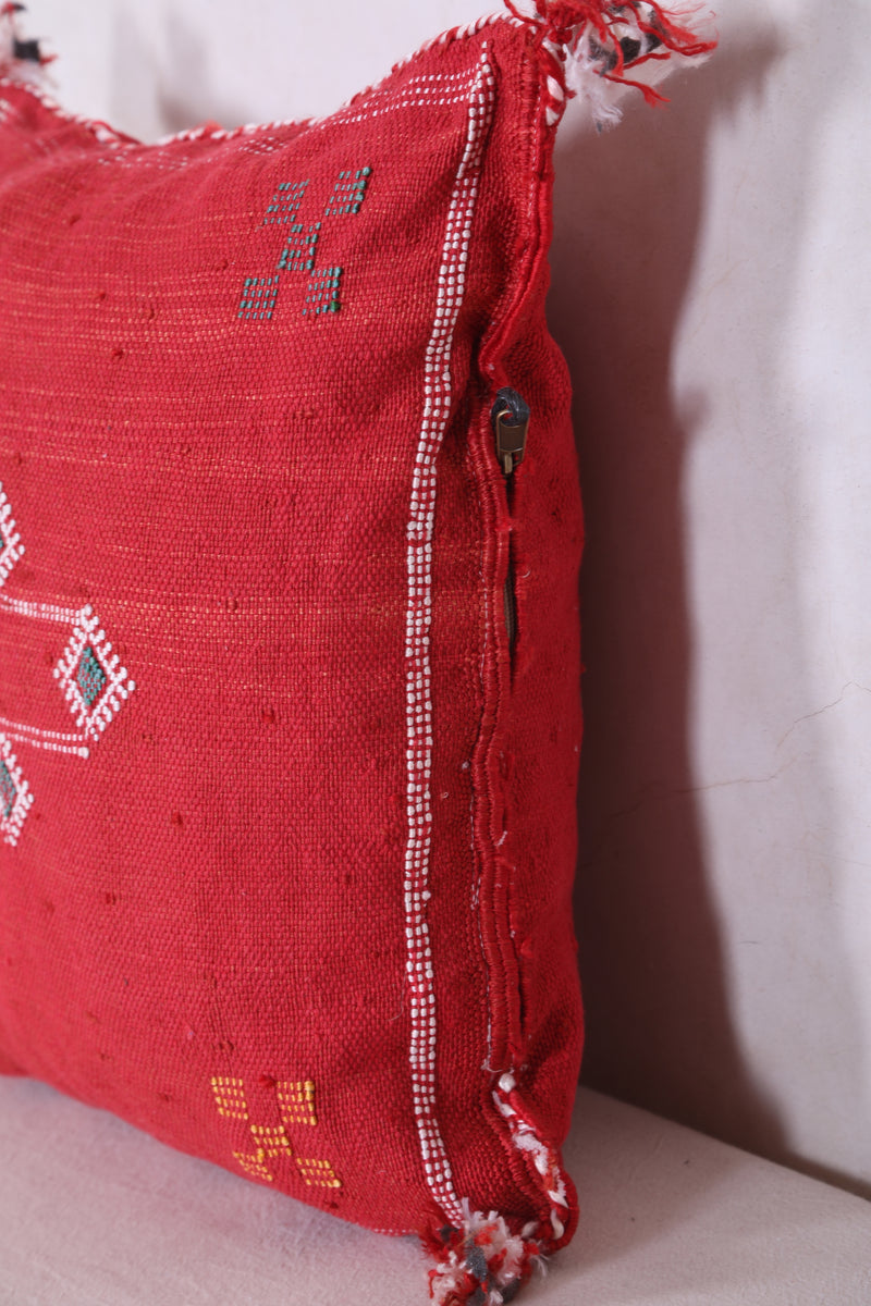 Red Moroccan pillow 16.9 INCHES X 18.1 INCHES