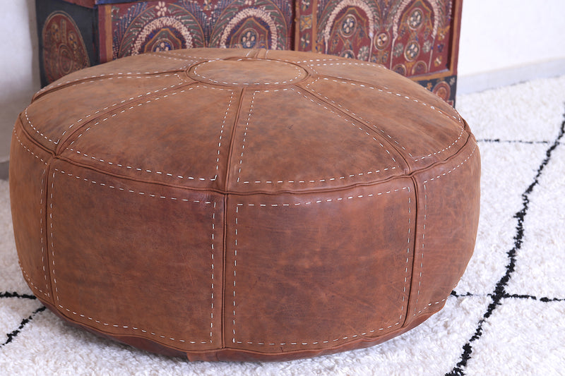 Moroccan Leather Pouf - Handmade Moroccan Pouf - 