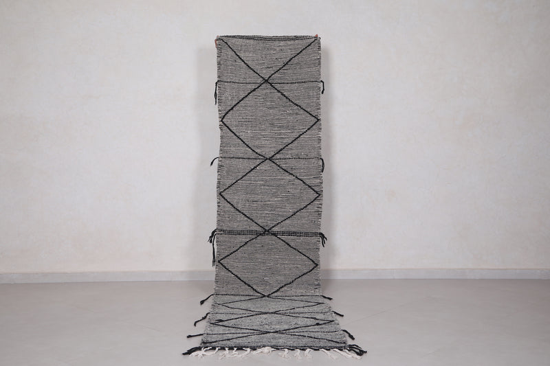 Grey Long Runner Moroccan Rug 2.4 X 10 Feet