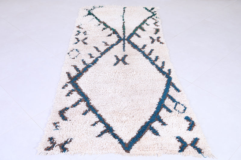 Handwoven Moroccan Runner Rug – Minimalist Berber Design 3.2 x 7.5 FT - Runner moroccan rugs