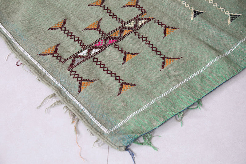 Small Green kilim 3.3 ft x 5 ft