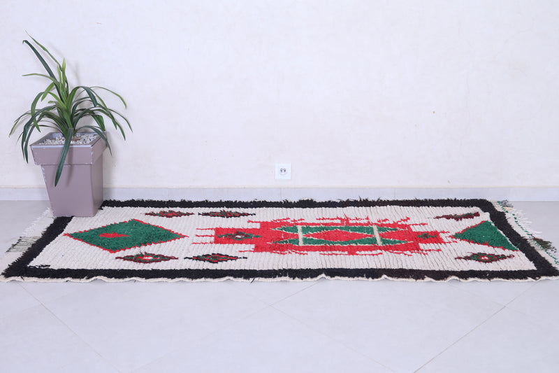 Vintage handmade moroccan berber runner rug 2.8 FT X 7.6 FT