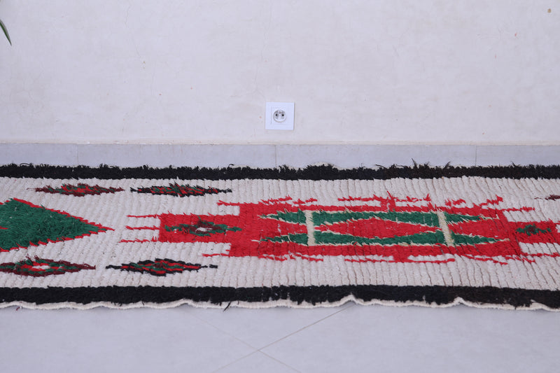 Vintage handmade moroccan berber runner rug 2.8 FT X 7.6 FT