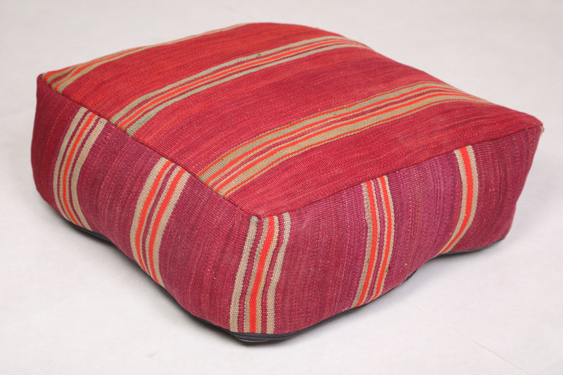 Vintage Kilim Ottoman woven red old rug - kilim poufs