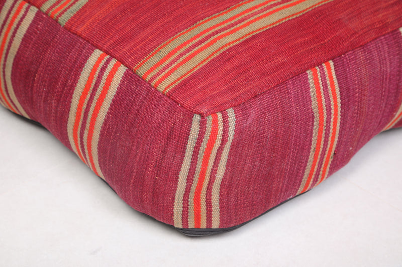 Vintage Kilim Ottoman woven red old rug - kilim poufs