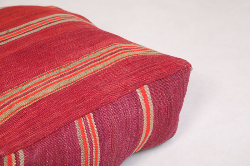 Vintage Kilim Ottoman woven red old rug - kilim poufs