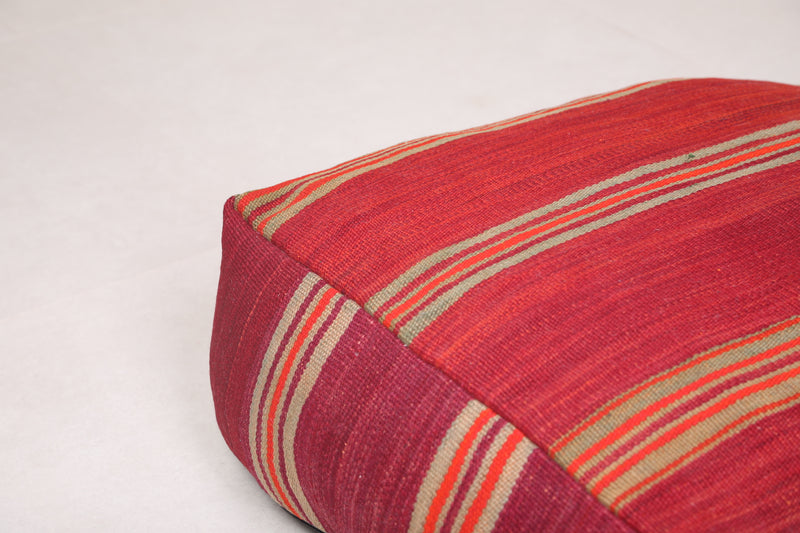 Vintage Kilim Ottoman woven red old rug - kilim poufs