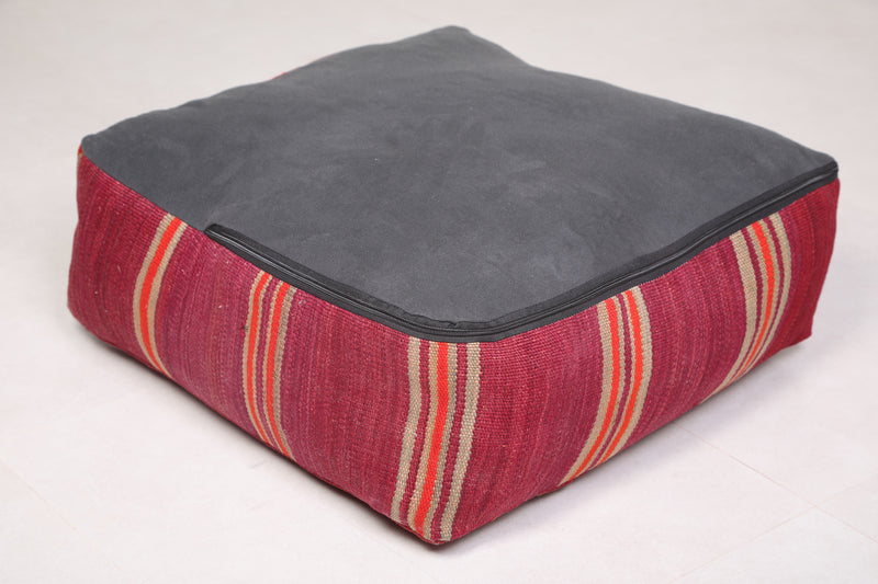 Vintage Kilim Ottoman woven red old rug - kilim poufs