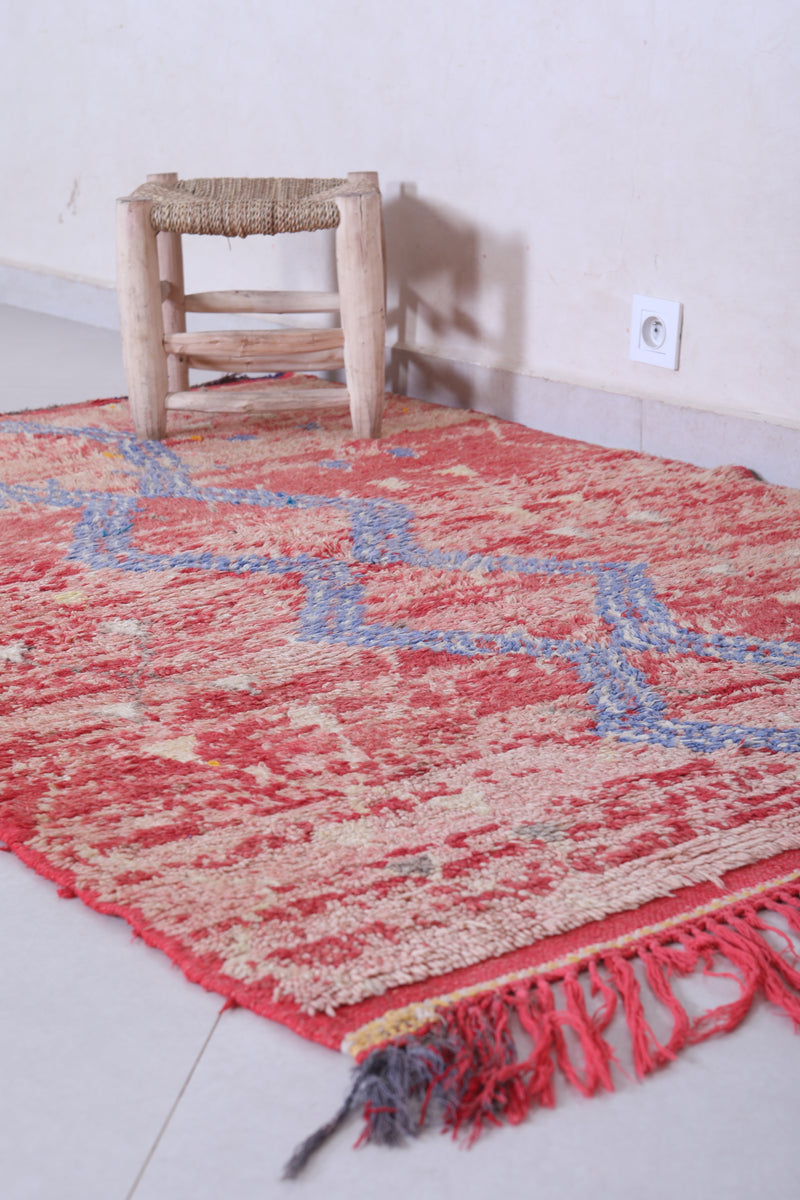 Vintage berber red rug 4 X 6.3 Feet