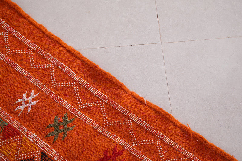 Orange Moroccan Kilim Rug 3 X 4.9 Feet