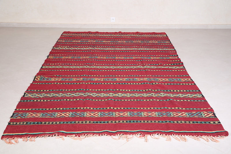 Handwoven bohemian kilim rug 5.9 ft x 10.2 ft