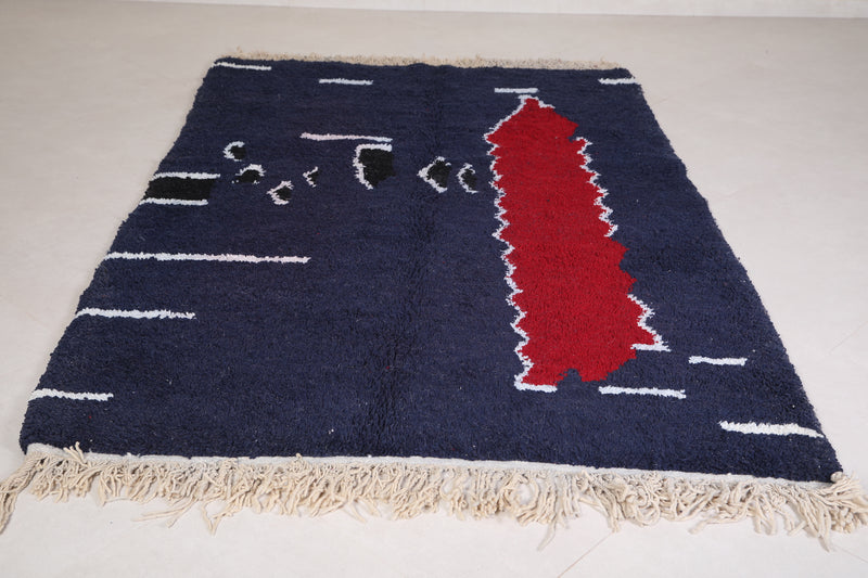 Dark Blue azilal rug 5.2 X 8 Feet