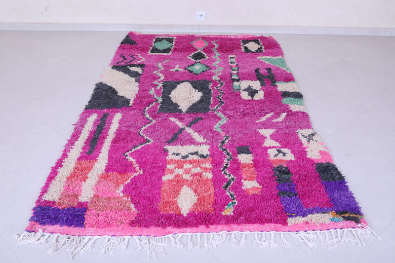 Colourful handmade moroccan berber contemporary rug 4.9 FT X 8.7 FT