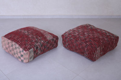 Two moroccan handmade ottoman poufs - kilim pouf