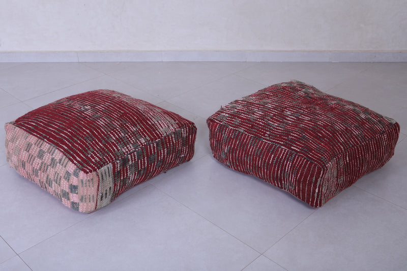 Two moroccan handmade ottoman poufs