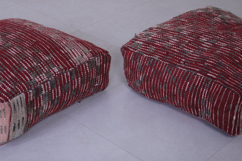 Two moroccan handmade ottoman poufs