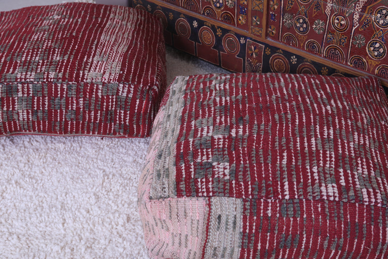 Two moroccan handmade ottoman poufs