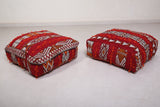 Two Hand knotted Moroccan Kilim Poufs