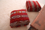 Two Hand knotted Moroccan Kilim Poufs