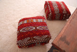 Two Hand knotted Moroccan Kilim Poufs