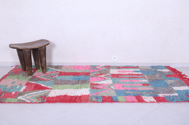 Colourful handmade moroccan berber rug 4.8 FT X 9.1 FT