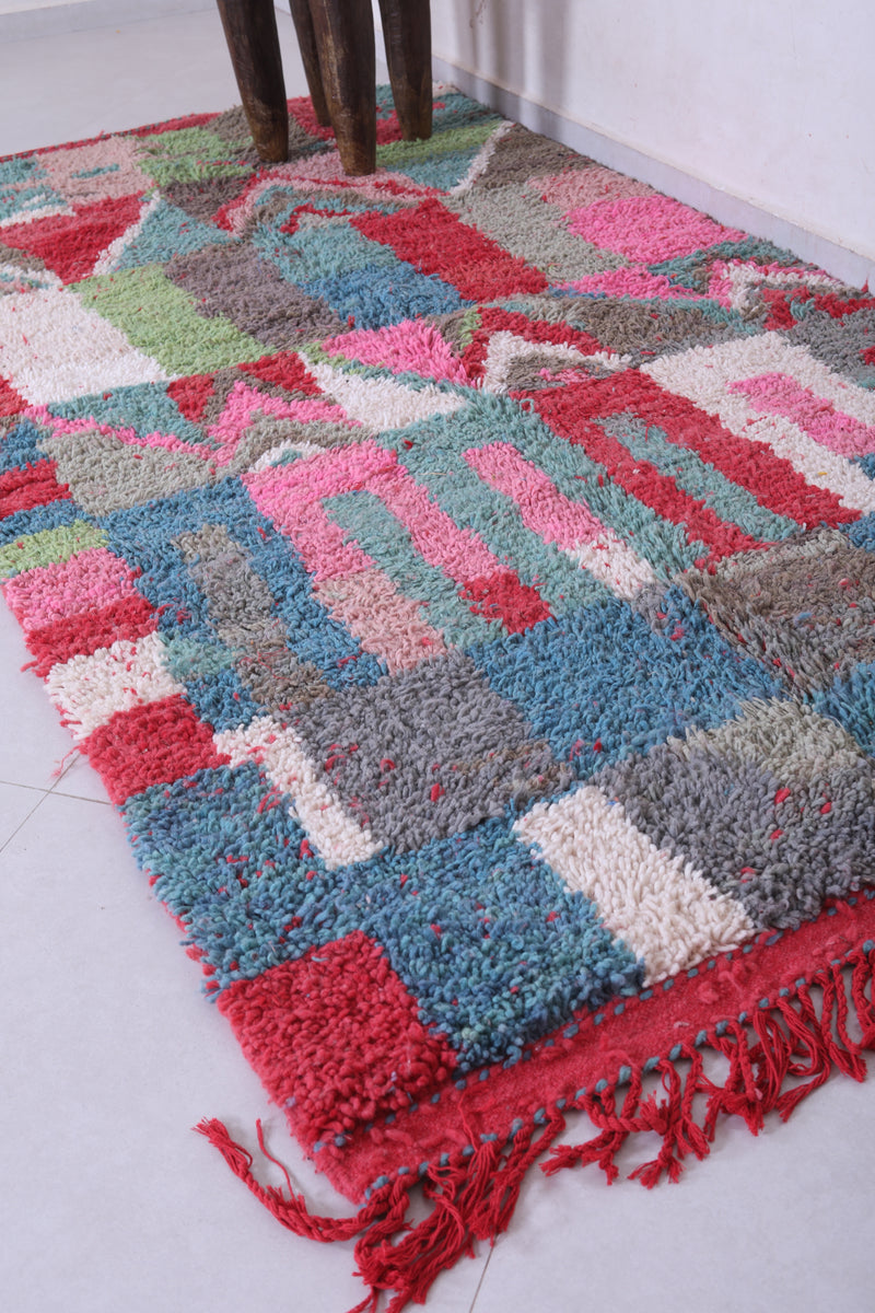 Colourful handmade moroccan berber rug 4.8 FT X 9.1 FT