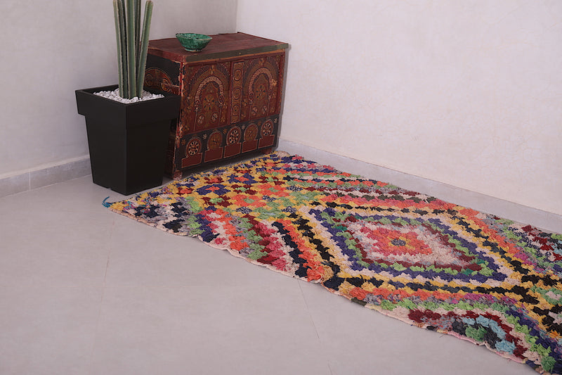 Moroccan Boucherouite Runner rug 3.2 X 7.2 Feet