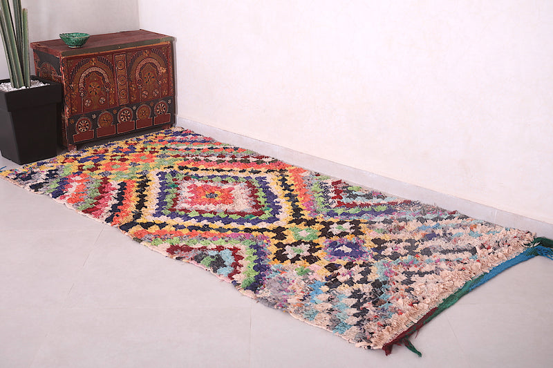 Moroccan Boucherouite Runner rug 3.2 X 7.2 Feet