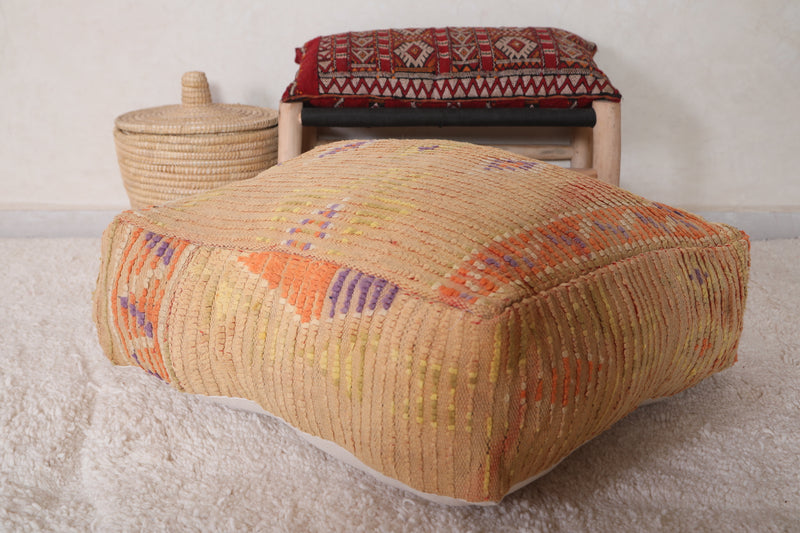 Beige Ottoman rug Pouf for Home Decor - DEFERENT MOROCCAN RUGS