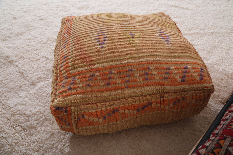 Beige Ottoman rug Pouf for Home Decor - DEFERENT MOROCCAN RUGS